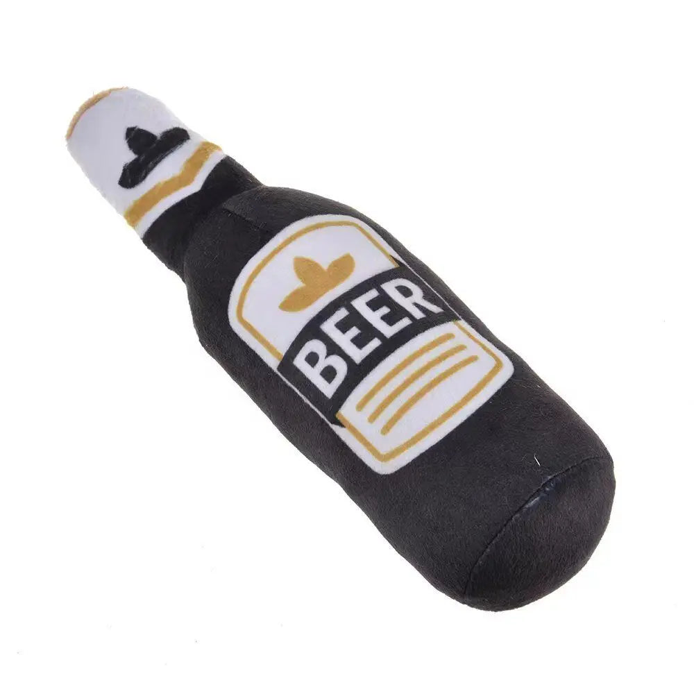 Squeaky Printed Beer Bottle Shape Toy